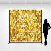 Lofaris Glitter Gold Sequin Custom Name Birthday Backdrop